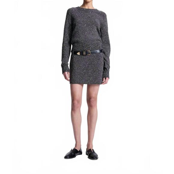NEW A.L.C. stella boucle tweed mini skirt in charcoal / dark brown